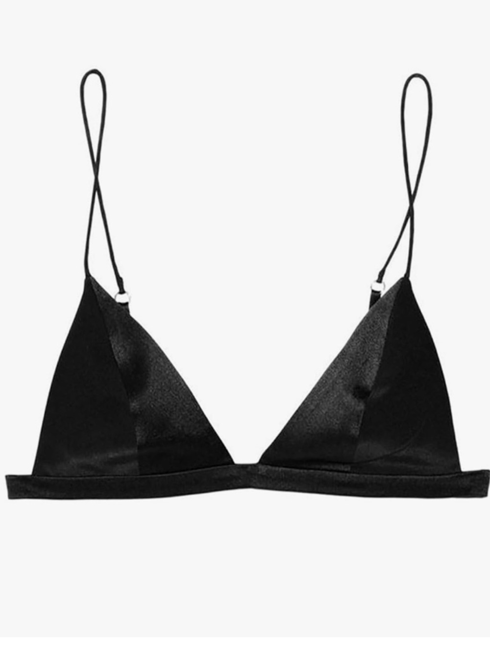 Black Satin Triangle Bralette - Women Intimates
